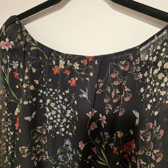 Alice + Olivia Floral Garden Top Size XS Butterfly Spring Blouse Peasant Designe - Picture 9 of 11